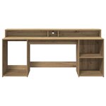 vidaXL Bureau avec lumières LED chêne artisanal bois d'ingénierie