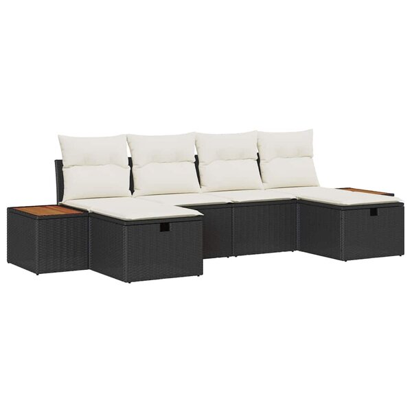 vidaXL Ensemble de canapé de jardin 6 Pièces Noir 55 x 62 x 69 cm