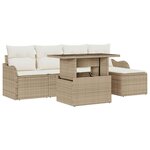 vidaXL Ensemble de canapé de jardin 6 Pièces Beige Poly Rattan