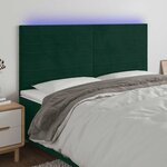 vidaXL Tête de lit à LED Vert foncé 160x5x118/128 cm Velours