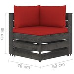 Vidaxl canapé de jardin 2 places avec coussins bois imprégné de gris