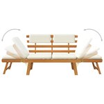 vidaXL Banc de jardin avec coussins 2-en-1 190 cm Bois d'acacia massif