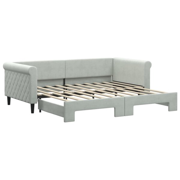 vidaXL Lit de jour avec lit gigogne gris clair 90x190 cm velours