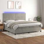 vidaXL Sommier à lattes de lit avec matelas LED Gris clair 200x200 cm