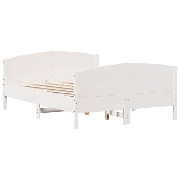 vidaXL Cadre de lit sans matelas blanc 135x190 cm bois de pin massif