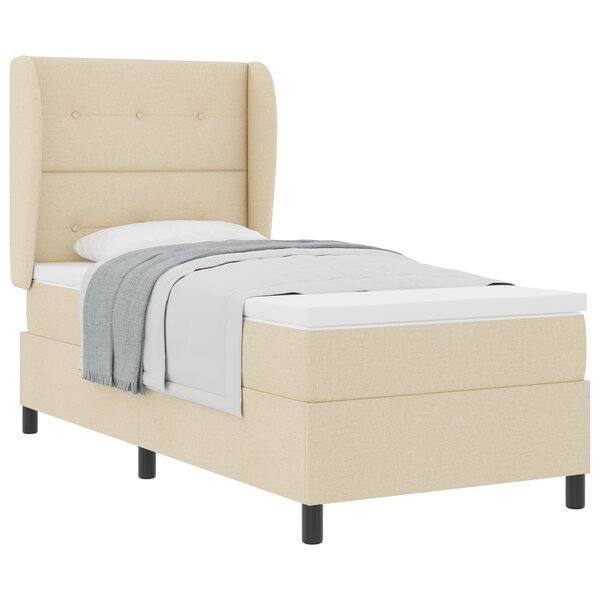 Lit Box Spring vidaXL avec Matelas en Crème - 100x200 cm Tissu