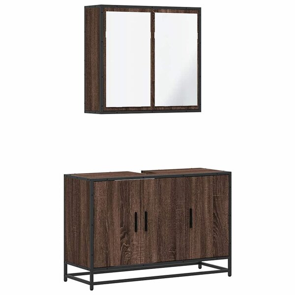 vidaXL Ensemble de meubles de salle de bain 2 Pièces Chêne marron