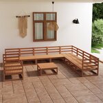 vidaXL Salon de jardin 11 Pièces marron miel bois de pin massif