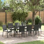 vidaXL Ensemble de salle à manger pour jardin 9 Pièces Noir Poly rotin