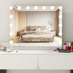 Miroir de maquillage avec 15 led miroir hollywood à intensité variable 3 couleurs commande tactile intelligente loupe mural ou de table blanc 20_0008909