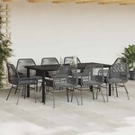 vidaXL Ensemble à manger de jardin coussins 9Pièces noir poly rotin verre
