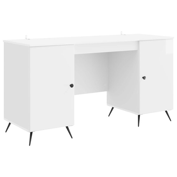 vidaXL Bureau Blanc brillant 142 5 x 50 x 75 cm Bois d'ingénierie