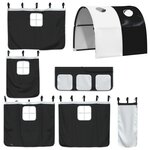 vidaXL Lit mezzanine enfants et tunnel blanc/noir 90x190 cm pin massif