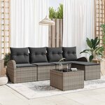 vidaXL Ensemble de canapé de jardin avec coussin 6 Pièces Gris Poly rotin