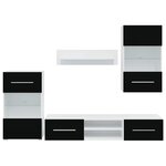 vidaXL Meuble TV mural 5 pièces avec éclairage LED Noir