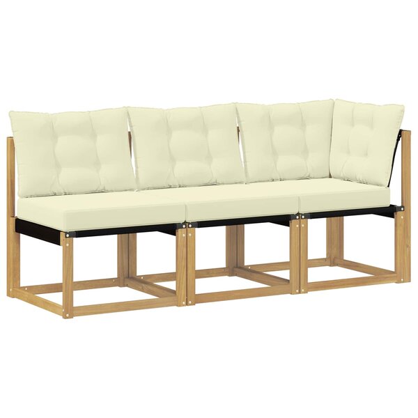 vidaXL Canapé d’extérieur milieu et coin avec coussin 3 Pièce Blanc