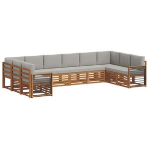 vidaXL Ensemble de canapé d'angle 10 Pièces Gris Naturel et Clair