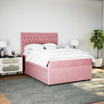 vidaXL Sommier à lattes de lit avec matelas Rose 140x190 cm Velours