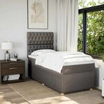 vidaXL Sommier à lattes de lit avec matelas Taupe 90x190 cm Tissu
