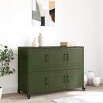vidaXL Buffet vert olive 100 5x39x72 cm acier