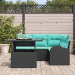 vidaXL Ensemble de canapé de jardin avec coussin 5 Pièces Noir Poly rotin