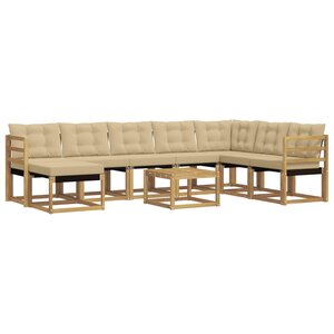 vidaXL Ensemble de canapés d'extérieur 9 pc Blanc et Beige