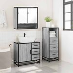vidaXL Ensemble de meubles de salle de bain 3 Pièces Sonoma gris