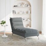 vidaXL Chaise longue de massage avec coussins gris foncé tissu