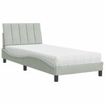 vidaXL Lit avec matelas Hanko gris clair 90x190 cm velours
