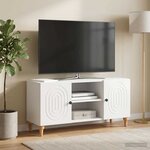 vidaXL Meuble TV Blanc brillant 102 x 34 5 x 50 cm Bois d'ingénierie
