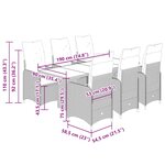 vidaXL Ensemble de bistro de jardin 7 Pièces coussins noir poly rotin