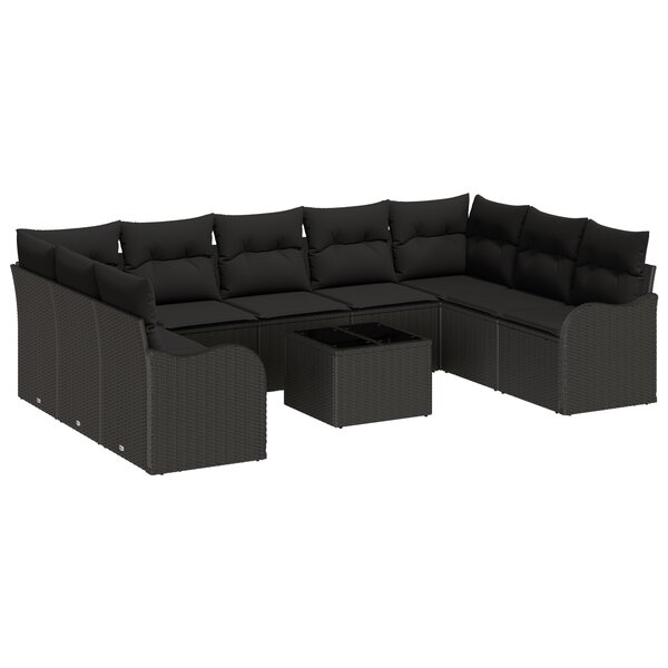 Ensemble de Canapés de Jardin de 10 Pièces avec Coussins Beige Poly Rattan