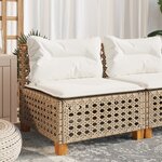 vidaXL Canapé de jardin sans accoudoirs coussins beige résine tressée