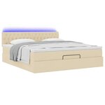 vidaXL Lit ottoman avec matelas et LED crème 180x200cm tissu