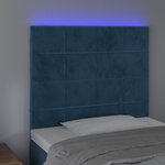 vidaXL Tête de lit à LED Bleu foncé 80x5x118/128 cm Velours