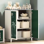 vidaXL Armoire tableau noir avec porte Gris et blanc Bois d'ingénierie