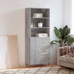 vidaXL Buffet haut Sonoma gris 69 5x34x180 cm Bois d'ingénierie