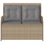vidaXL Banc inclinable de jardin avec coussins beige résine tressée