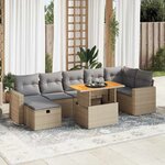 vidaXL Salon de jardin avec coussins 5 Pièces beige résine tressée acacia