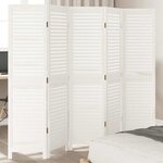 vidaXL Cloison de séparation 5 panneaux blanc bois de paulownia massif