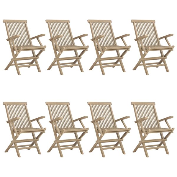 vidaXL Chaises de jardin pliantes lot de 8 gris 56x61x89 cm bois teck