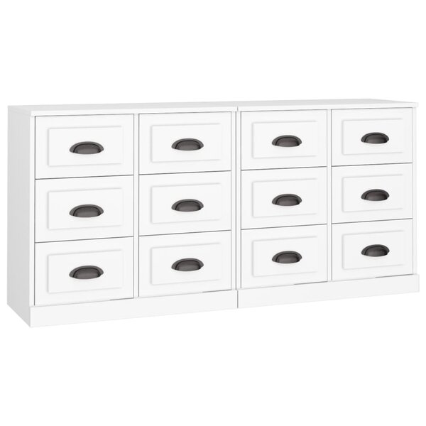 vidaXL Buffets 2 Pièces blanc bois d'ingénierie