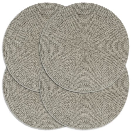 vidaXL Napperons 4 Pièces Gris Plain 38 cm Rond Coton