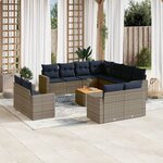 vidaXL Salon de jardin avec coussins 12 Pièces gris résine tressée