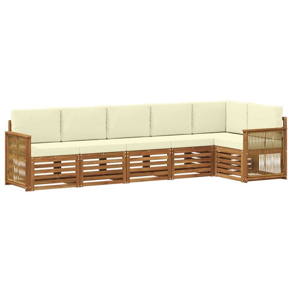 vidaXL Ensemble de canapé d'angle avec coussin 5 Pièces Naturel et Crème