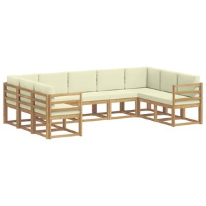 vidaXL Ensemble de canapés d'extérieur 9 pc Blanc et crème