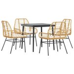 vidaXL Ensemble à manger jardin coussins 5Pièces marron poly rotin verre