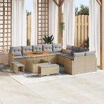 vidaXL Ensemble de canapé de jardin 13 Pièces Beige Poly rotin