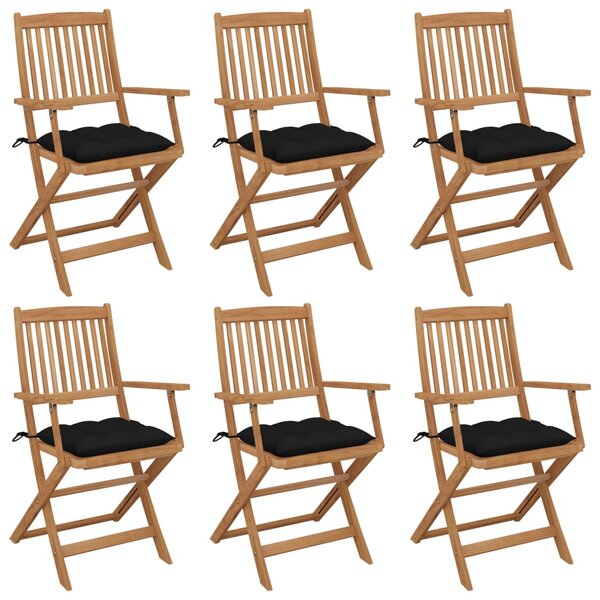 vidaXL Chaises pliables de jardin lot de 6 avec coussins Bois d'acacia