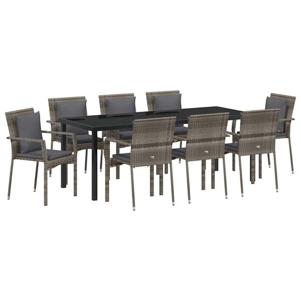 vidaXL Ensemble de salle à manger pour jardin 9 Pièces Gris polyrotin
